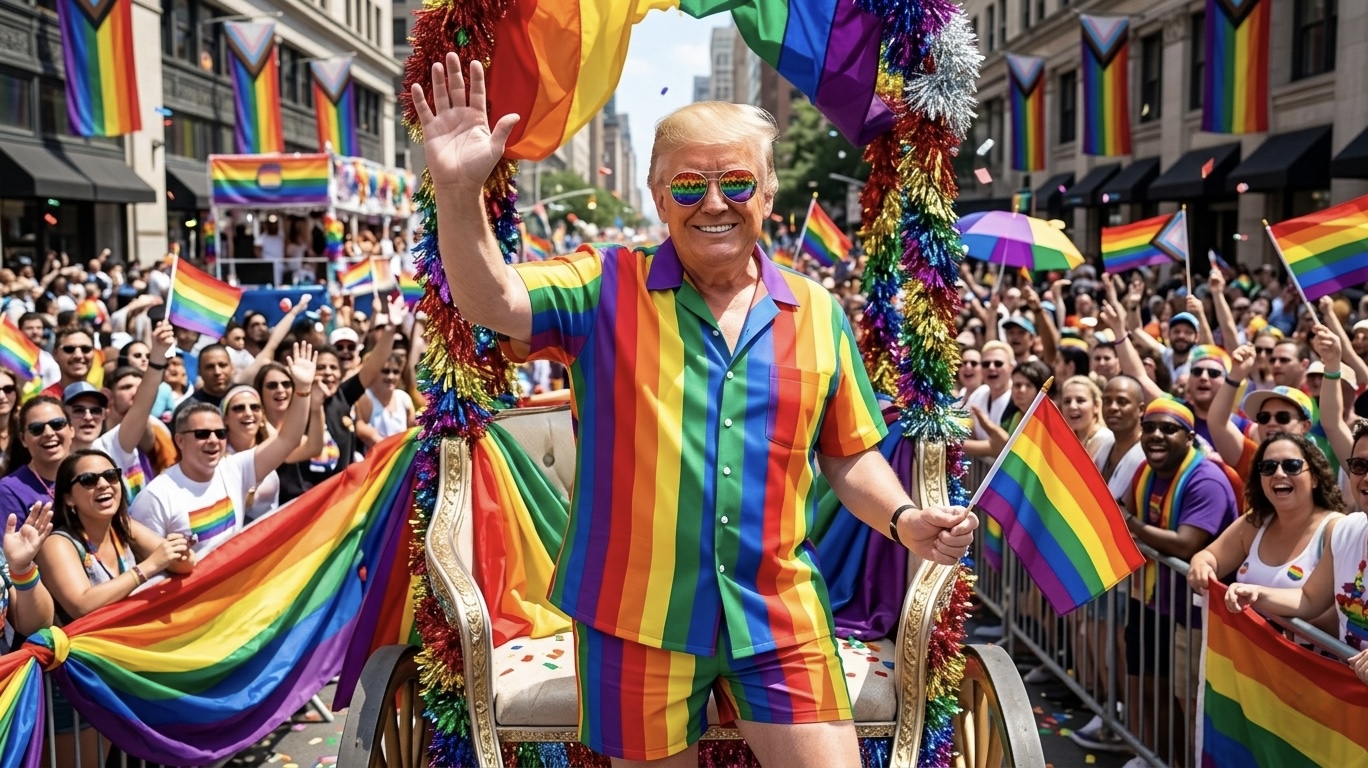 Trump on a pride parade float